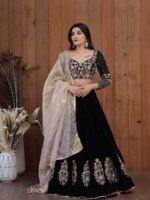 Black Color Multi Embroidered Lehenga Choli 3 Piece Set