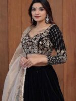 Black Color Multi Embroidered Lehenga Choli 3 Piece Set