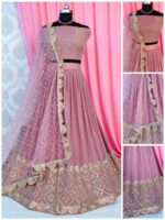 Wedding Wear Lehenga Choli Deep Onion Pink Floral Printed Georgette 3 Piece Set
