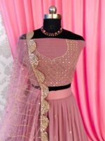 Wedding Wear Lehenga Choli Deep Onion Pink Floral Printed Georgette 3 Piece Set