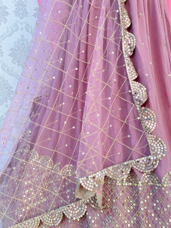 Wedding Wear Lehenga Choli Deep Onion Pink Floral Printed Georgette 3 Piece Set