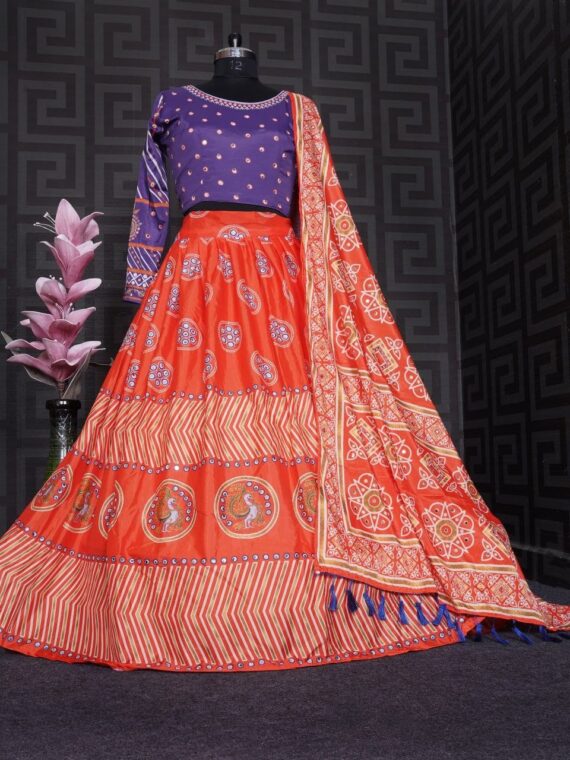 Designer Digital Printed Work Lehenga Ch