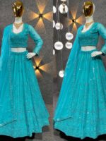 Faux Georgette Lehenga choli Embroidery with Needle Work 3 Piece Set