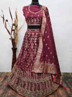Lehenga Choli Embroidery Work With Dola Silk 3 Piece Set