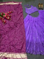 Light Purple Embroidered Party Wear Silk Lehenga choli 3 Piece Set