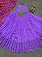 Light Purple Embroidered Party Wear Silk Lehenga choli 3 Piece Set