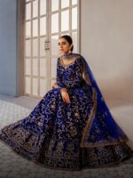 Bollywood Designer Lehenga choli Navy Blue Embroidered Party Wear 3 Piece Set