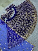 Bollywood Designer Lehenga choli Navy Blue Embroidered Party Wear 3 Piece Set