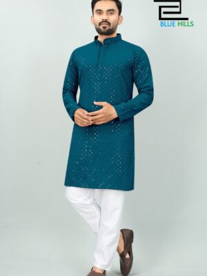 Traditional Kurta Pant Chikankari Work with Sequence 2 Piece Set