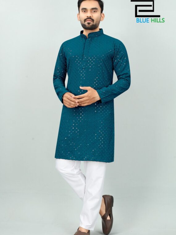 Traditional Kurta Pant Chikankari Work with Sequence 2 Piece Set