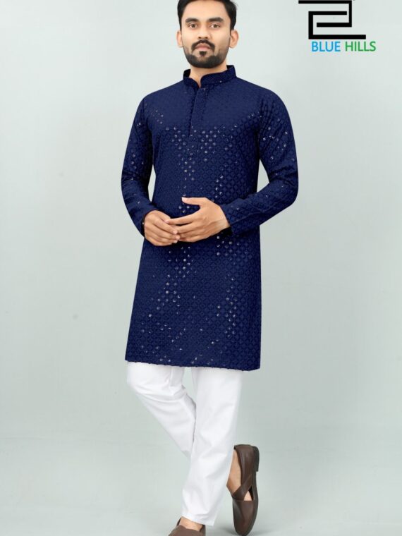Traditional Kurta Pant Chikankari Work with Sequence 2 Piece Set