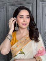 Madhuri Dixit Bollywood Designer printed Saree with Sequence Embroidery Work