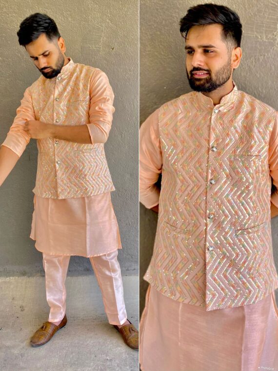 Manyavar Festive Wear Kurta Pant Koti 3 Piece Set
