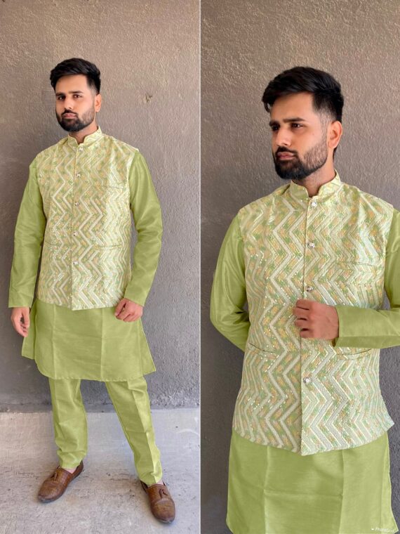 Manyavar Festive Wear Kurta Pant Koti 3 Piece Set