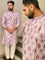 Manyavar Party Wear Kurta Pant with Geometrical Block Print 2 Piece Set