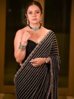 Devoleena Bhattacharjee Bollywood Designer Saree with Blouse Sequence Work
