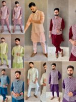 Manyavar Festive Wear Kurta Pant Koti 3 Piece Set