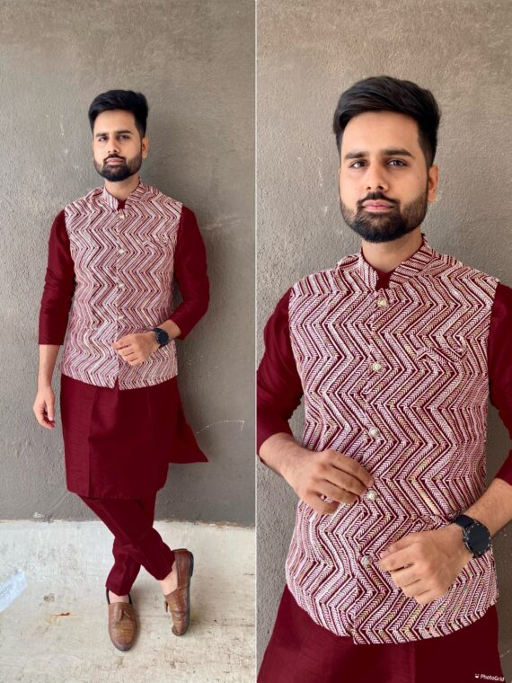 Manyavar Festive Wear Kurta Pant Koti 3 Piece Set