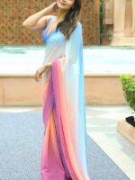 Alia Bhat Bollywood Designer Saree with Blouse Georgette Digital Print
