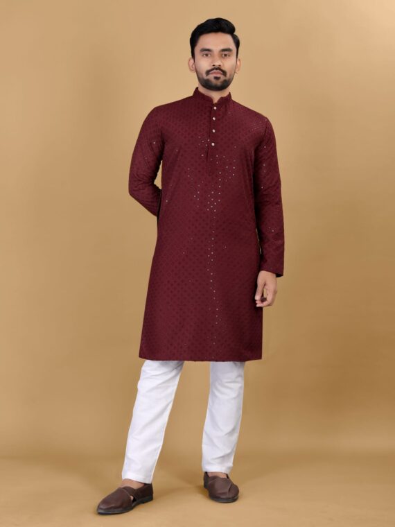 Manyavar Ethnic Kurta Pant set with Sequence Heavy embroidery Work 2 Piece Set