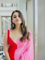 Alia Bhatt Bollywood Designer Saree with Blouse Soft Georgette 
