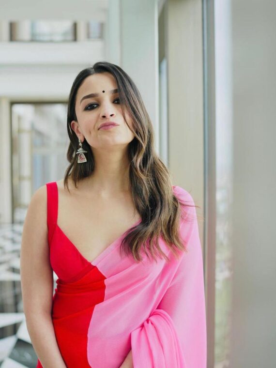 Alia Bhatt Bollywood Designer Saree with Blouse Soft Georgette 