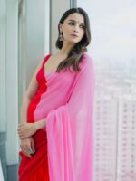 Alia Bhatt Bollywood Designer Saree with Blouse Soft Georgette 