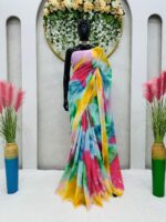 Alia Bhatt Bollywood Designer Saree On Faux Georgette Digital Print 