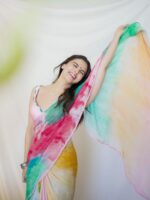 Alia Bhatt Bollywood Designer Saree On Faux Georgette Digital Print 