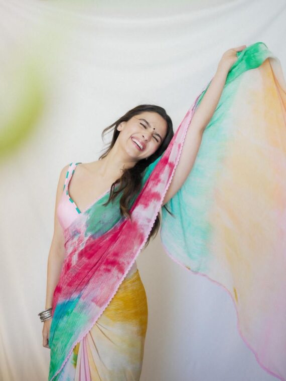Alia Bhatt Bollywood Designer Saree On Faux Georgette Digital Print 