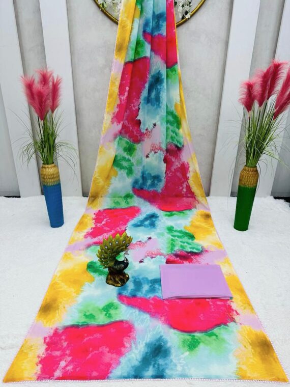 Alia Bhatt Bollywood Designer Saree On Faux Georgette Digital Print 