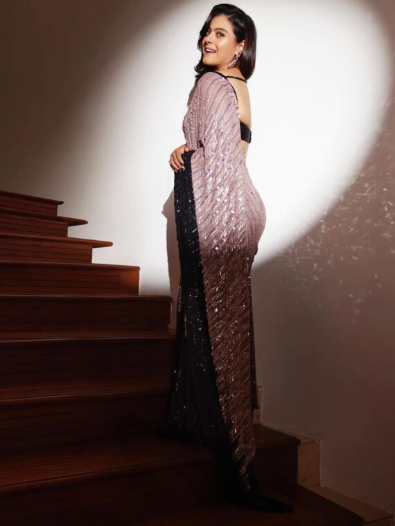 Kajol Devgan Bollywood Designer Saree with Dual Sequence