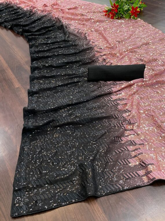 Kajol Devgan Bollywood Designer Saree with Dual Sequence