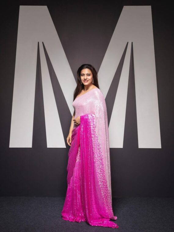 Kajol Devgan Bollywood Designer Saree with Blouse handcrafted sequence work