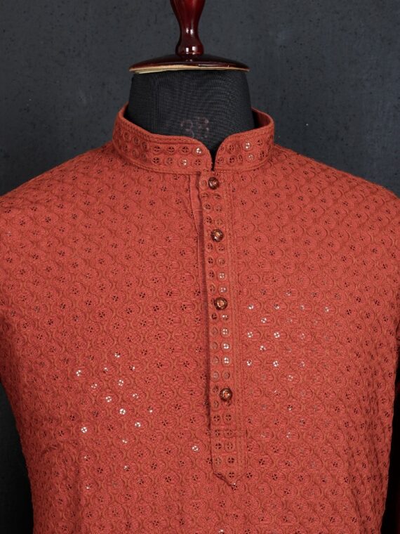 Men's Traditional Kurta Pant with heavy Sequence 2 Piece Set