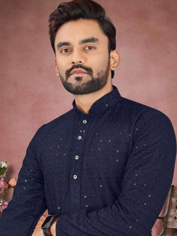 Designer Lucknowi Kurta Pant with Sequence Work 2 Piece Set