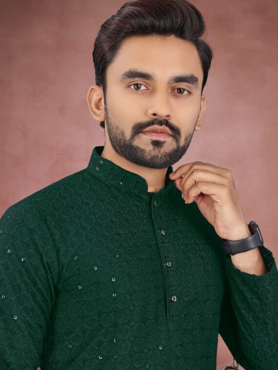 Designer Lucknowi Kurta Pant with Sequence Work 2 Piece Set