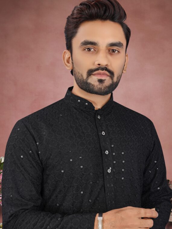 Designer Lucknowi Kurta Pant with Sequence Work 2 Piece Set