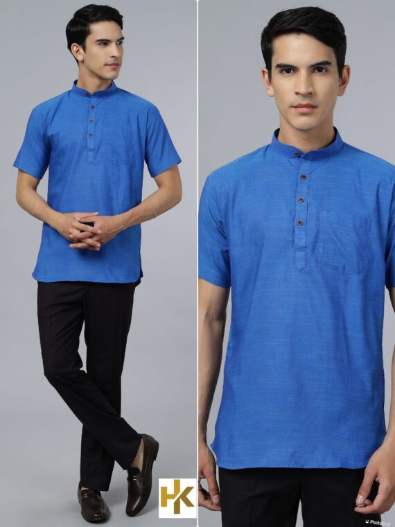 Short Sleeves Khadhi kurta with pocketĀ