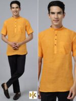 Short Sleeves Khadhi kurta with pocketĀ