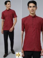 Short Sleeves Khadhi kurta with pocketĀ
