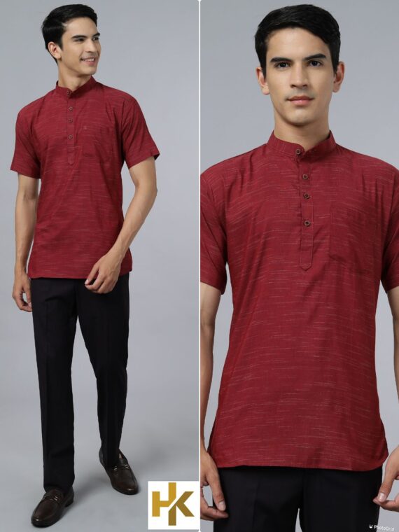 Short Sleeves Khadhi kurta with pocketĀ