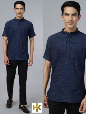 Short Sleeves Khadhi kurta with pocketÂ