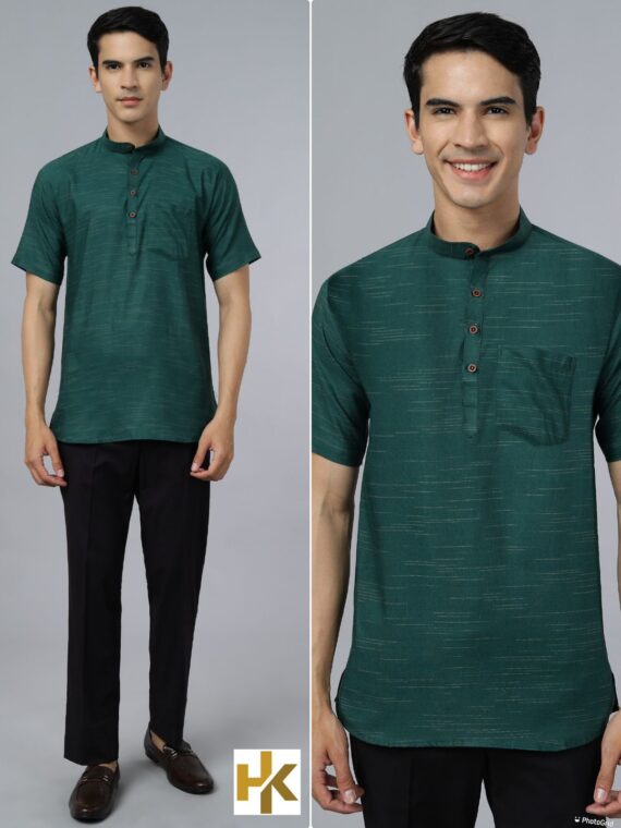 Short Sleeves Khadhi kurta with pocketĀ