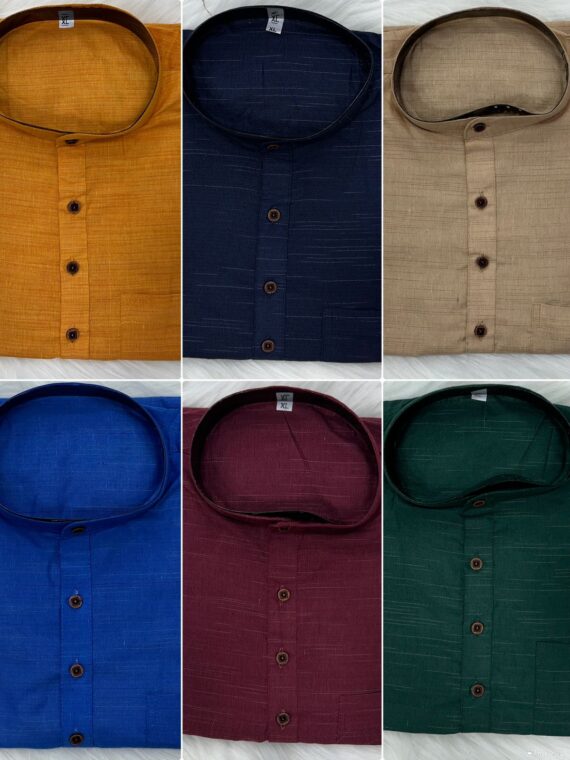 Short Sleeves Khadhi kurta with pocketĀ