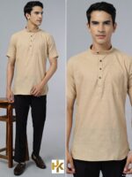 Short Sleeves Khadhi kurta with pocketĀ