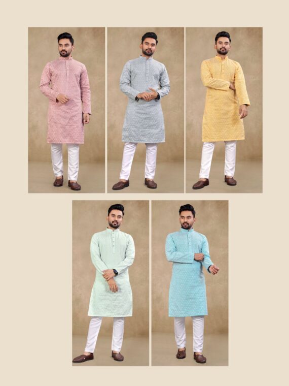 Kurta Pant Thai Silk With Lucknowi Work 2 Piece Set