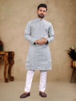 Kurta Pant Thai Silk With Lucknowi Work 2 Piece Set