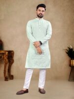 Kurta Pant Thai Silk With Lucknowi Work 2 Piece Set