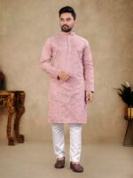 Kurta Pant Thai Silk With Lucknowi Work 2 Piece Set